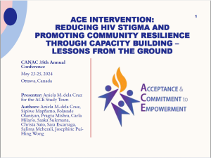 ACE Intervention: Reducing HIV Stigma and Promoting Community Resilience Through Capacity Building – Lessons from the Ground